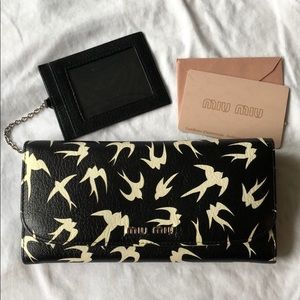 Miu Miu Madras Print Leather Wallet